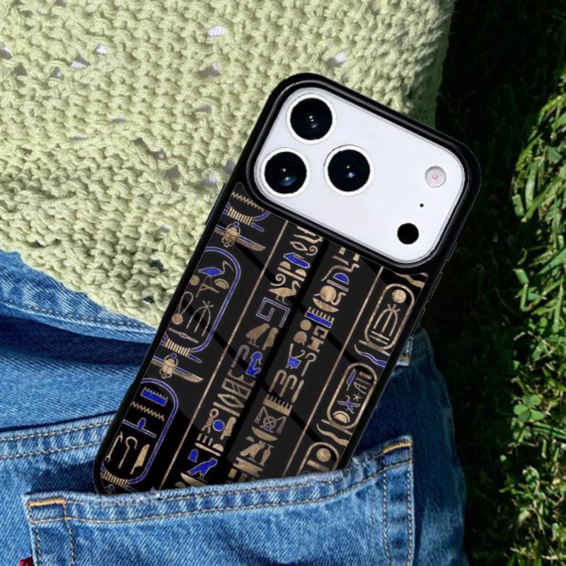 Ancient Egyptian Hieroglyphic Phone Case Cover for IPhone 11 12 13 14 15 16e 17 Pro Max Coque for IPhone 17 Air