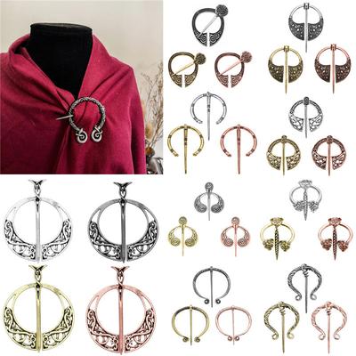 Ancient Bronze Silver Color Pin Belt Nordic Buckles Brooch Buckle Cloak Cloak Button  Medieval Viking Jewelry Gift for Men