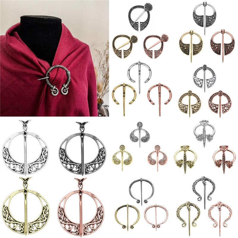 Ancient Bronze Silver Color Pin Belt Nordic Buckles Brooch Buckle Cloak Cloak Button Medieval Viking Jewelry Gift for Men