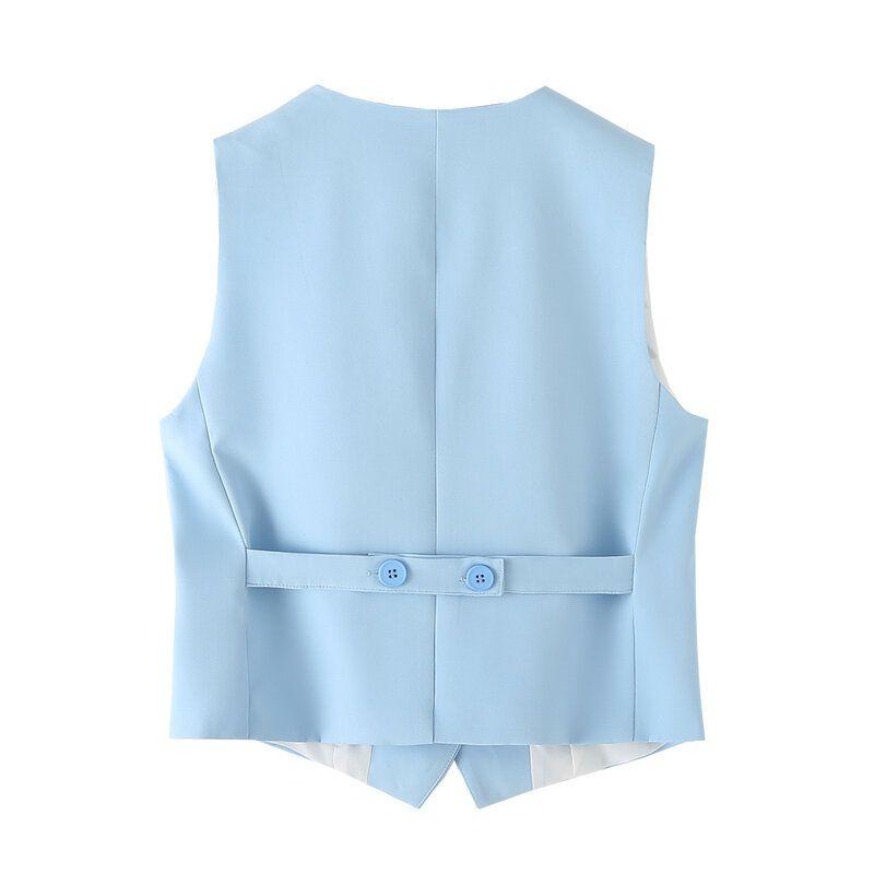 Fashion Style 2024 Summer New Arrival Women's Clothing Temperament Wild Slim Looking Sleeveless Vest High Waist Pants Suit