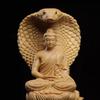 1PC Boxwood Carving Sakyamani Buddha Ornament Snake Protection Buddha Home Decoration Car Decoration Crafts