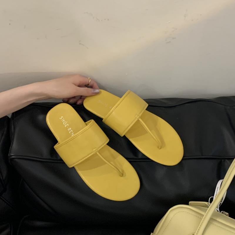 

Fashion Bailamos 2025 Summer New Women Flat Heel Slipper Soft Flat Heel Beach Slide Fashion Candy Color Ladies Casual Slip On Flip Flop 39 жёлтый