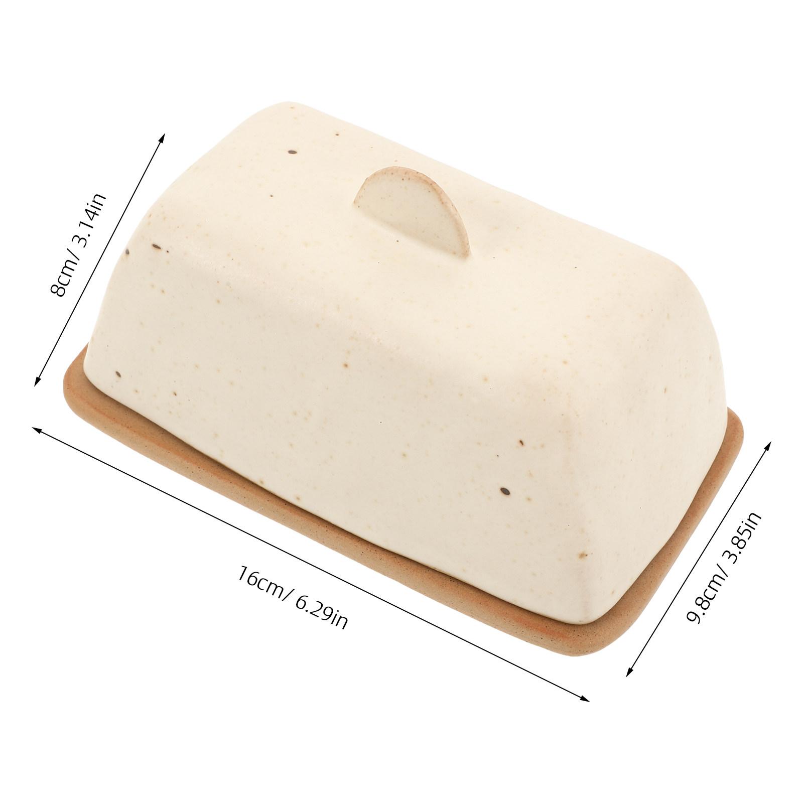 Ceramic Butter Dish with Lid Vintage European Rustic Design Hand-Pinched Texture Butter Keeper for Countertop Serving Freshness белый