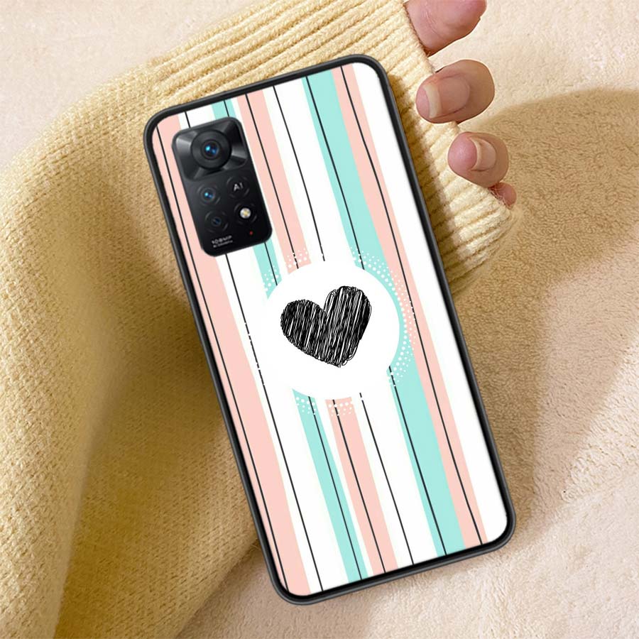 Rainbow Gradient Love Phone Case For Redmi Note 13 14 15 Pro Plus 12 13C 12C 15C 9 10 10C 9T 9C 9A TPU Soft Cover Clear Cell Cas