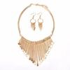 New Fashion Luxury Womens Metal Tassels Pendant Chain Bib Necklace Earrings