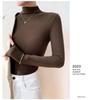 AW 2025 German Velvet Semi-High Neck Women's Slimming Long Sleeve Top