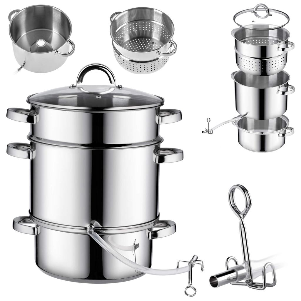 KADAX Juicer Pot 5L Stainless Steel Steamer For Induction Induction Gas Steel 3IN1