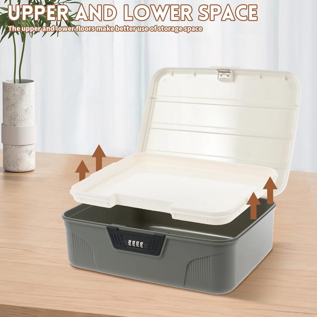 4 Digit Password Lock Safe Box Portable Organizer Case Lockable Storage Container Household Cash Jewelry Security Storage Box