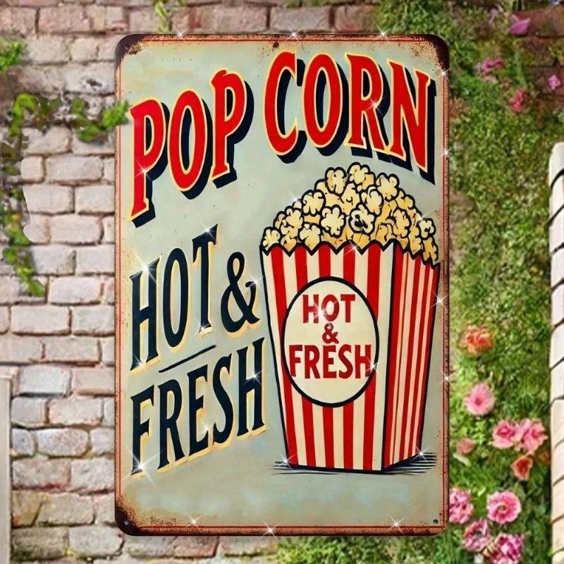 

Retro Diner Vintage Popcorn Metal Poster, 8x12 Inch Rustproof Aluminum Wall Art for Kitchen