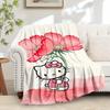For Hello Kitty, Flower, PinkAnime-Themed Flannel Blanket, Glam Style, Digital Print, All-Season Comfort, Tear-Resistant, Knitted Craftsmans