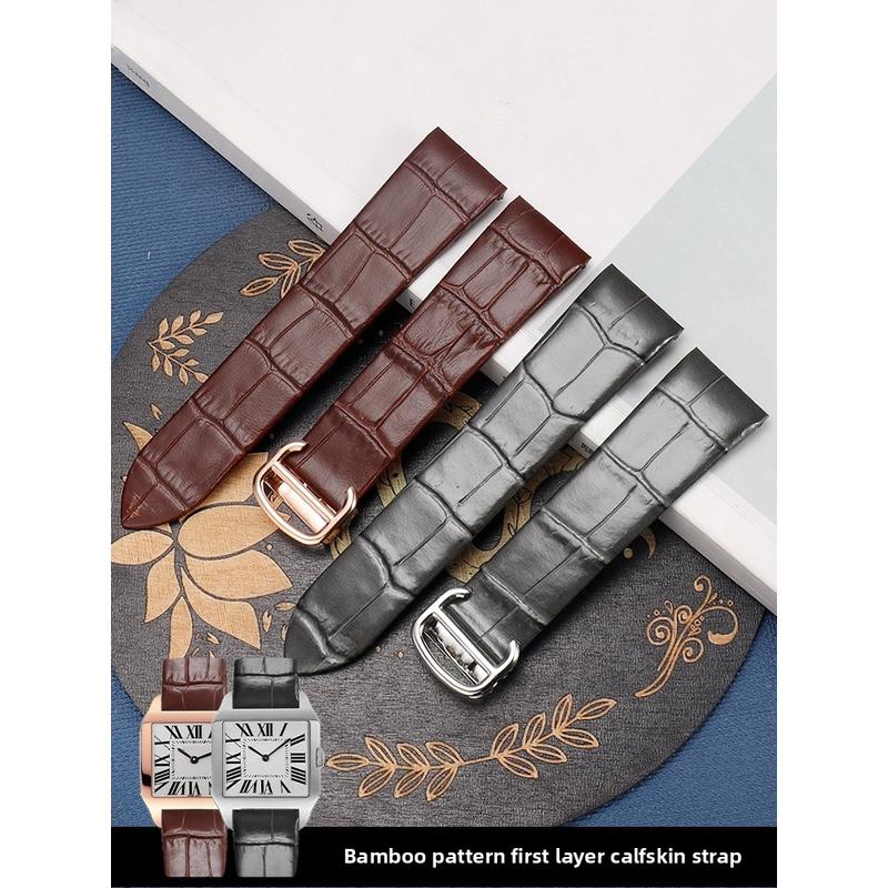 18mm 21mm Echtes Leder Uhrenarmband Für Cartier Santos W2007051 W2006951 Uhrenarmband Herren Damen Armband Armband Zubehör