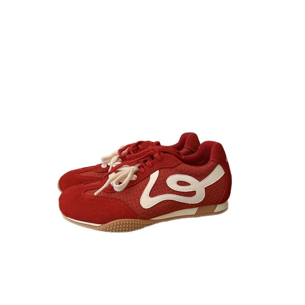 Grape Mother Same Retro Contrasting Color Mandarin Duck Shoelaces Texture Casual Board Shoes Women's Round Head Versatile Platform German Tra