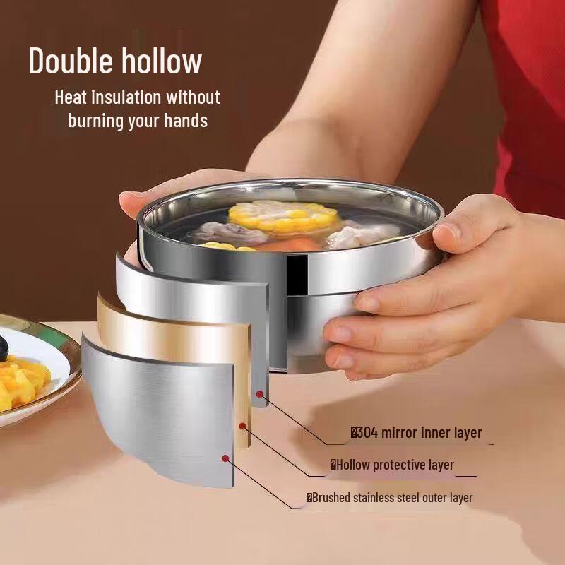 Dreiyn 304 Stainless Steel Double-Layer Insulated Bowl