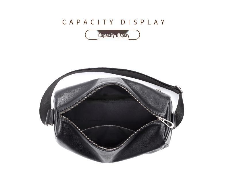 Men's Large Genuine Leather Crossbody Bag - Casual Top Layer Cowhide Shoulder Bag