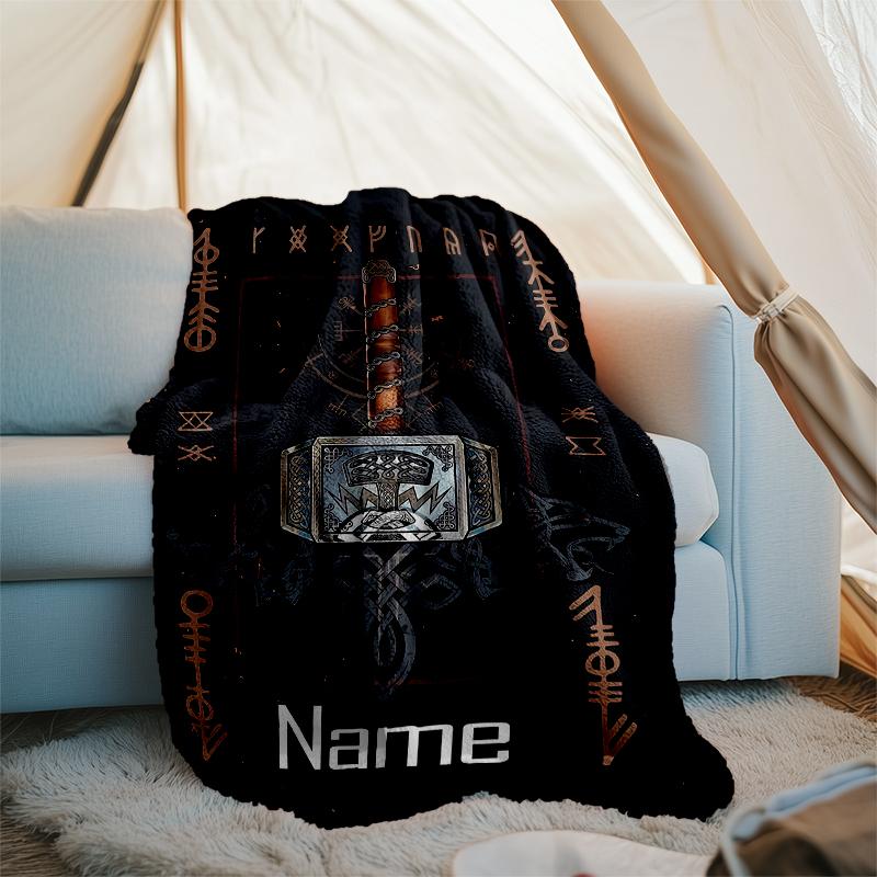 Personalized Custom Name Blanket - Viking Sign Print Design,Blanket for Sofa,Bed,Travel,Camping - Soft and Warm, Great Gift