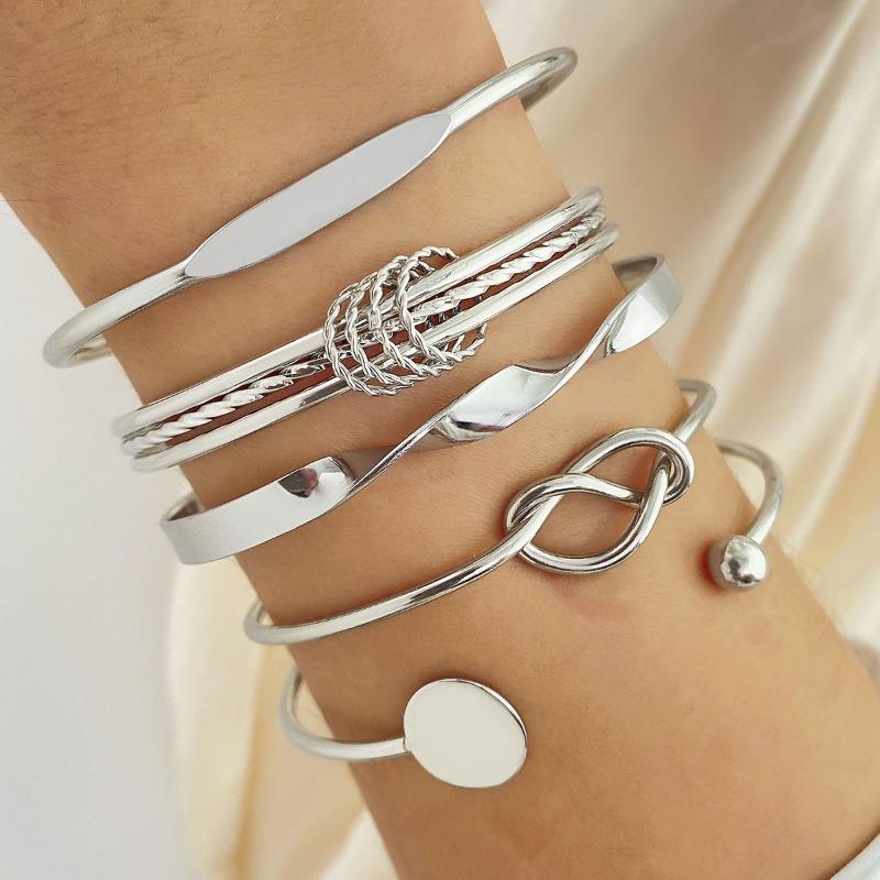 Jewelry, Rhombus Twist Glossy Bracelet Set, Irregular Punk Bracelet Set