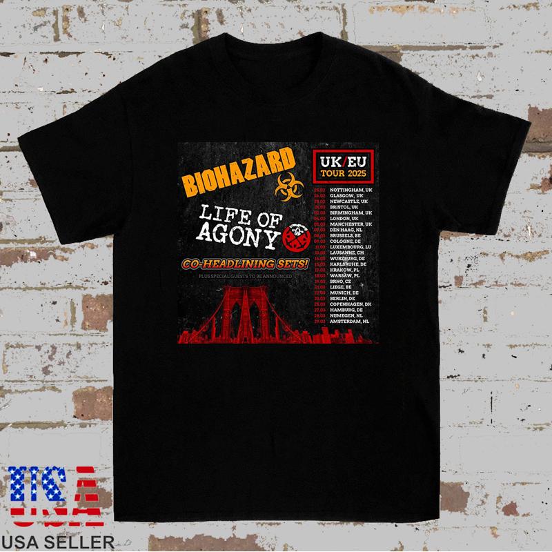 Biohazard Life Of Agony UK EU Tour 2025 T-shirt