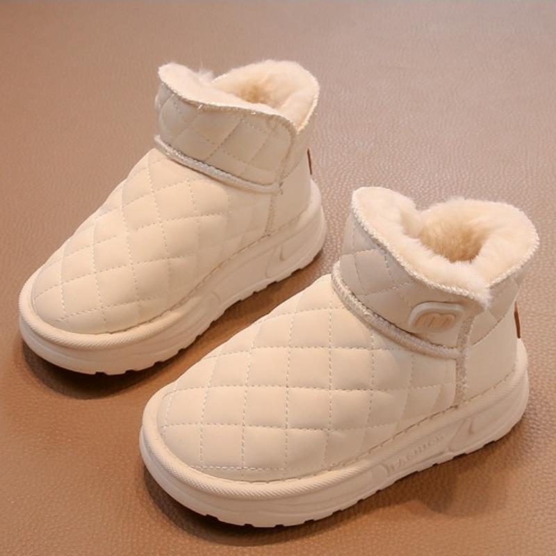 Girls' Plush and Thick Snow Boots Children's Warm Cotton Shoes Boys' Black Fur Short Boots