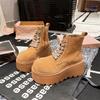 Small big yellow boots tooling boots autumn Martin boots women's shoes ins super hot big head thick sole muffin high heel versatile