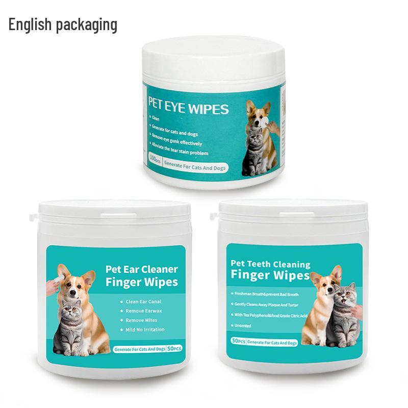 Pet Grooming Wipes Set: Ear, Teeth, Eye Care & Deodorizing Tissues for Cats and Dogs