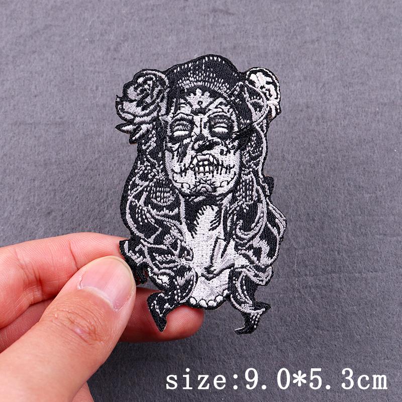 Punk Skull Embroidered Patches For Clothing Hip Hop Patch Iron On Patches For Clothes Grim Reaper Embroidery Patch Stripe Badges