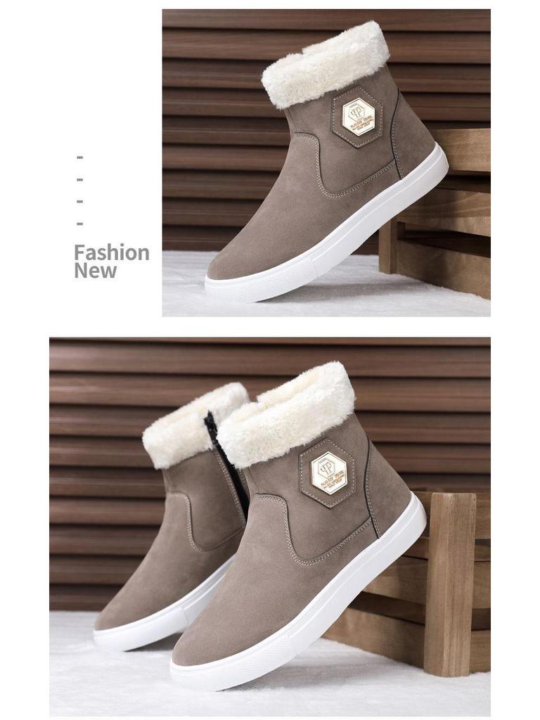 Pánské zimní teplé fleecem podšité semišové vysoké protiskluzové sněhule