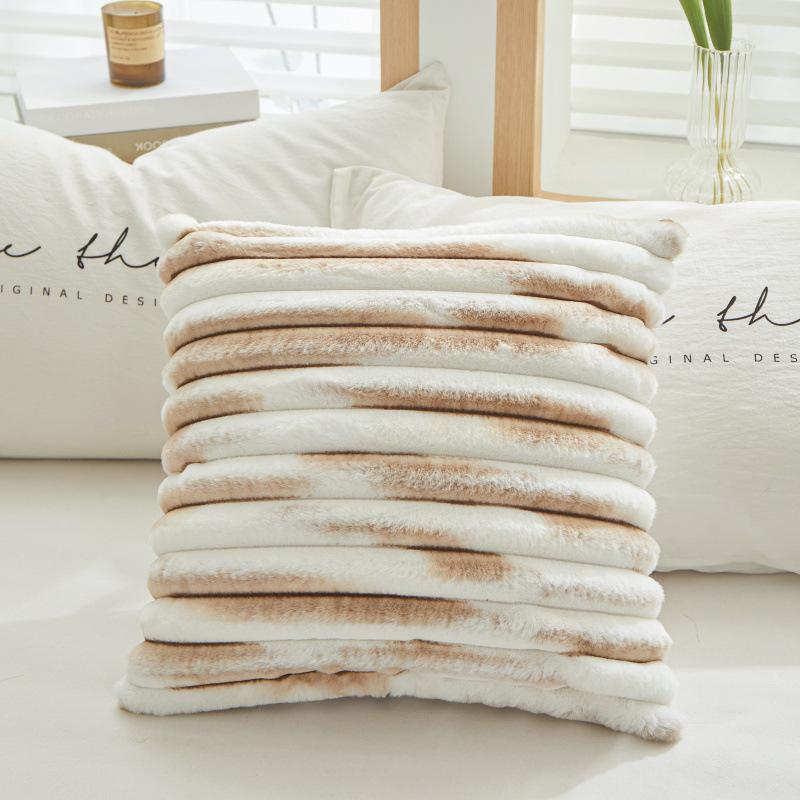 PV Plush Bedside Cushion Soft Bag Geometric Striped Square Sofa Back Cushion