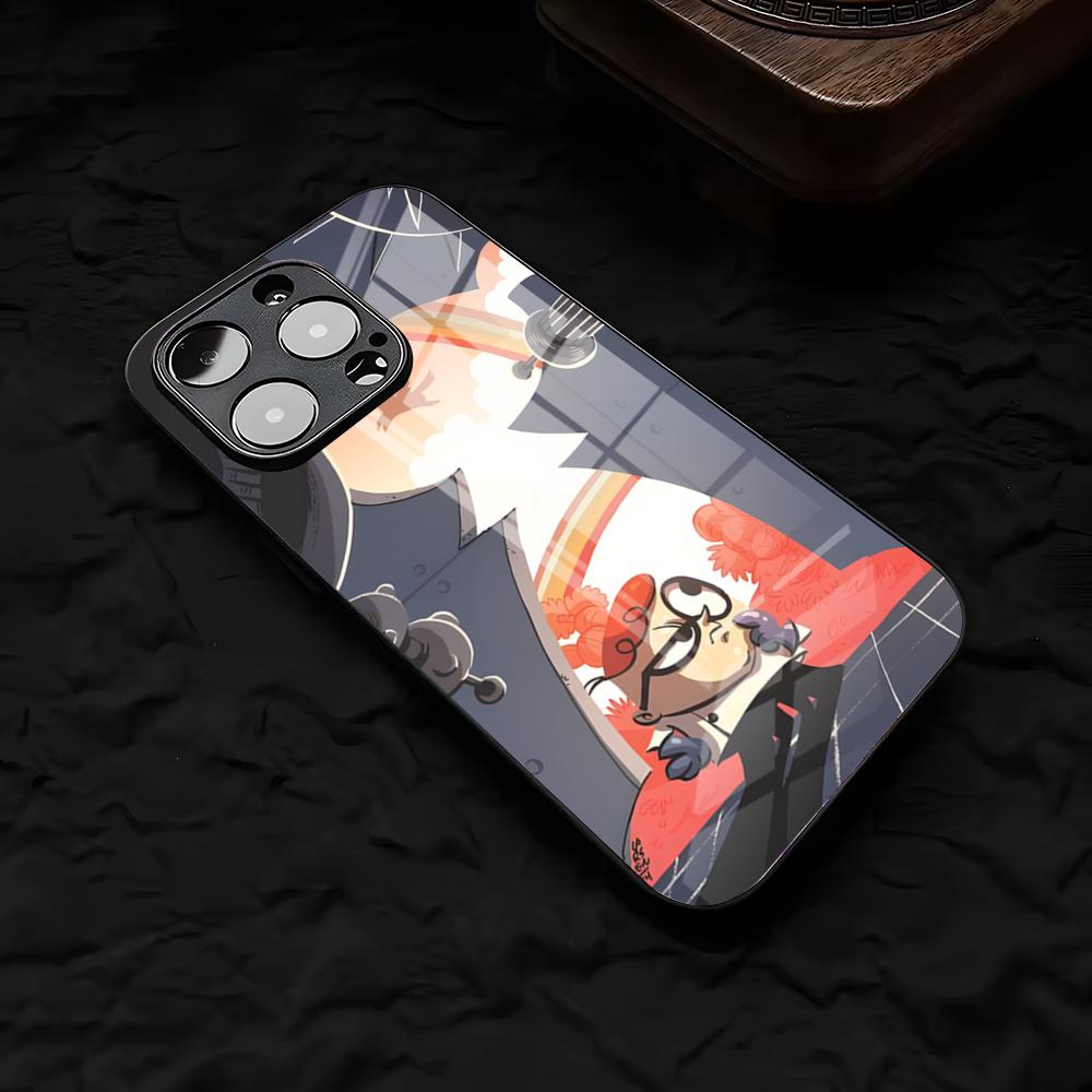 Cartoon D-Dexters L-Laboratory Phone Case For IPhone 17 Air 16 E Pro Max 15 14 13 Mini 12 Pro 11 Max Plus Black Glass Cover