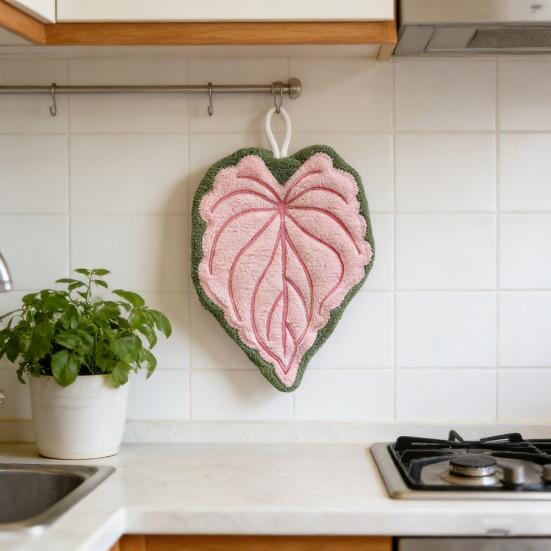 Handtuch Blattform Hängendes Design Küchenhandtuch Dick Saugfähig Wiederverwendbar Tragbares Handtuch Badezimmer Küchenzubehör