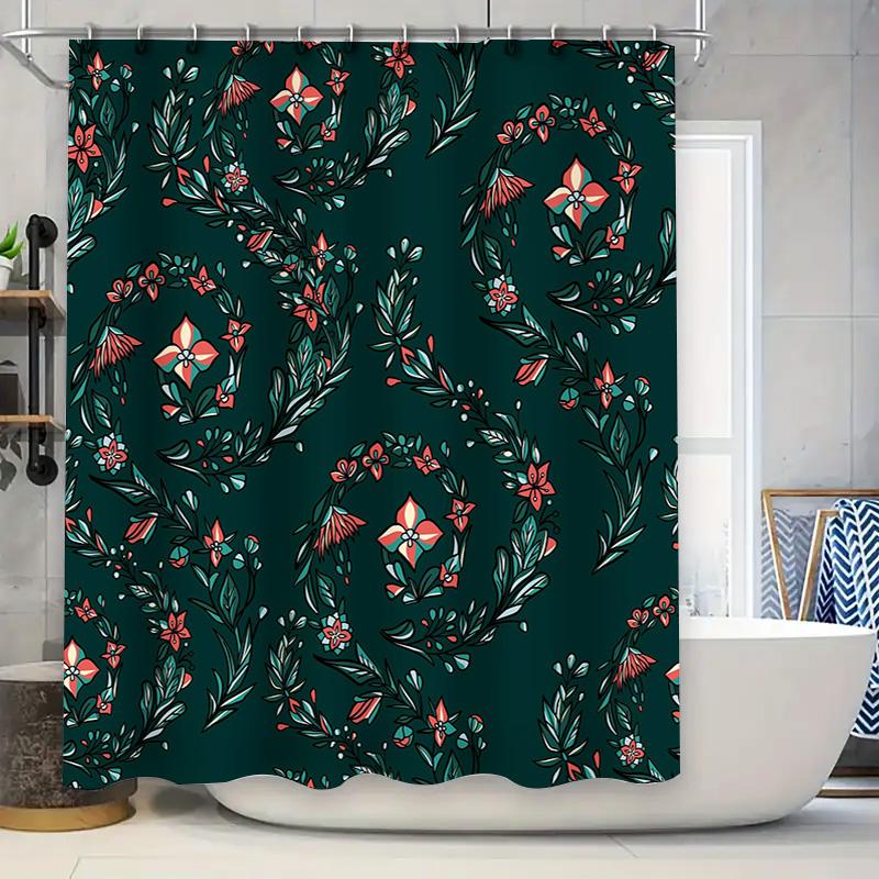 Green Floral Shower Curtain Decorate Your Bathroom with this Beautiful Pattern 90x180cm