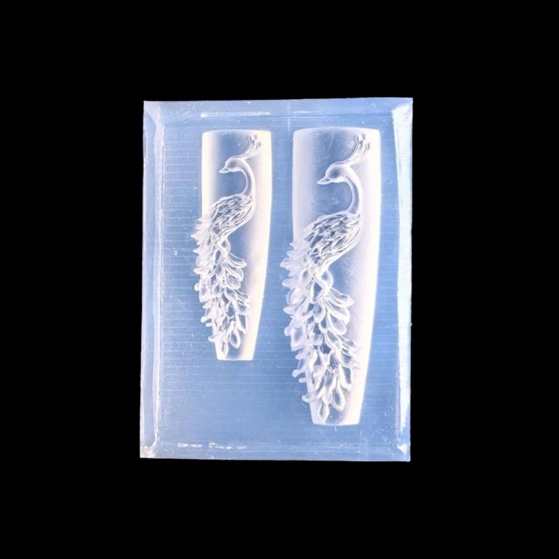 

3D Relief Silicone Nail Mold Peacock Design Pattern DIY Nail Art Decor Transparent Manicure Template