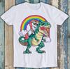 Jednorożec Jadący na Dinozaurze T Rex Impreza Tęczowa Drużyna Design Najlepiej Sprzedający Śmieszny Mem Najlepszy Prezent Koszulka T-shirt T1566