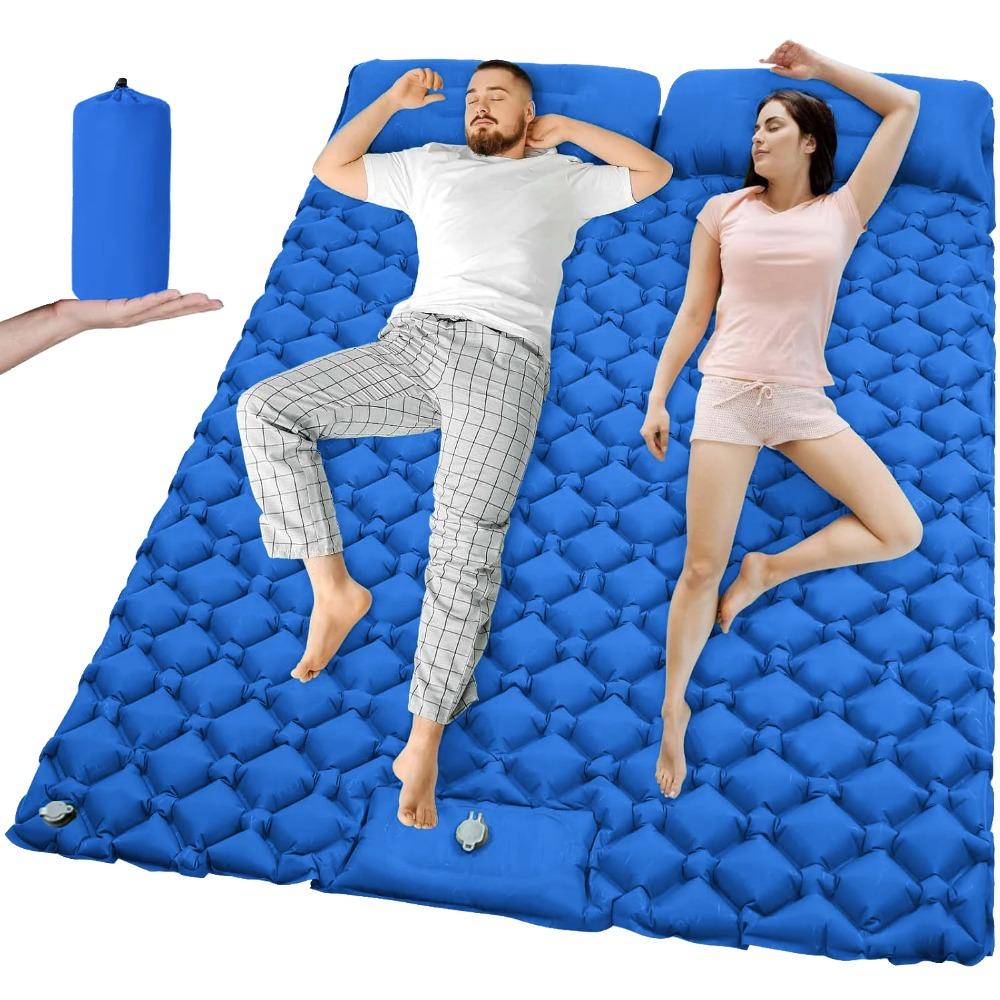 Outdoor Camping Double Inflatable Mattress Extra Wide Sleeping Pad Ultralight Folding Bed Sleeping Mat Car Travel Mat