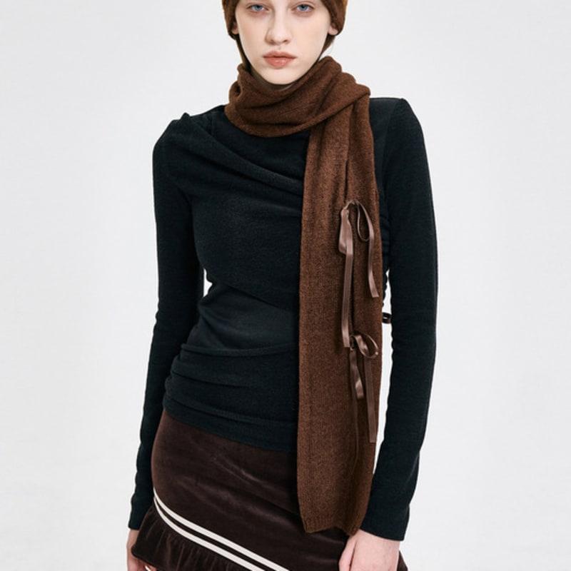 KIMZISU Ribbon Tied Muffler _ BROWN