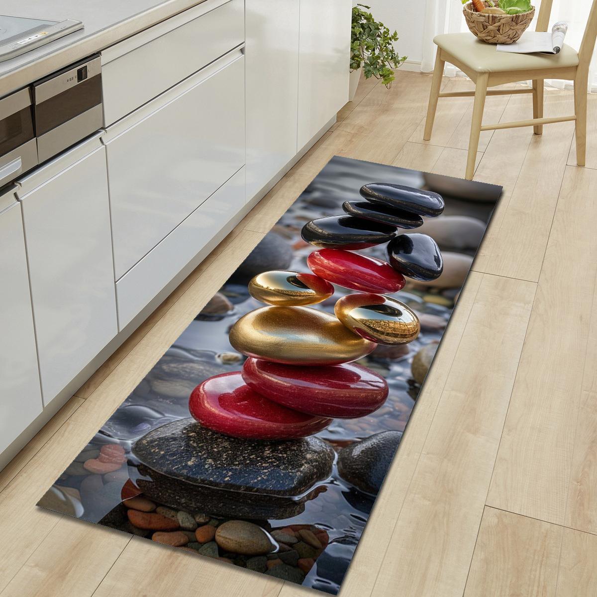 

1 шт. коврик для пола с рисунком лотоса, современный кухонный полиэстеровый коврик, нескользящий, красочный ковер для помещений, для дома, ванной комнаты, спальни, гостиной, декор 40*60cm