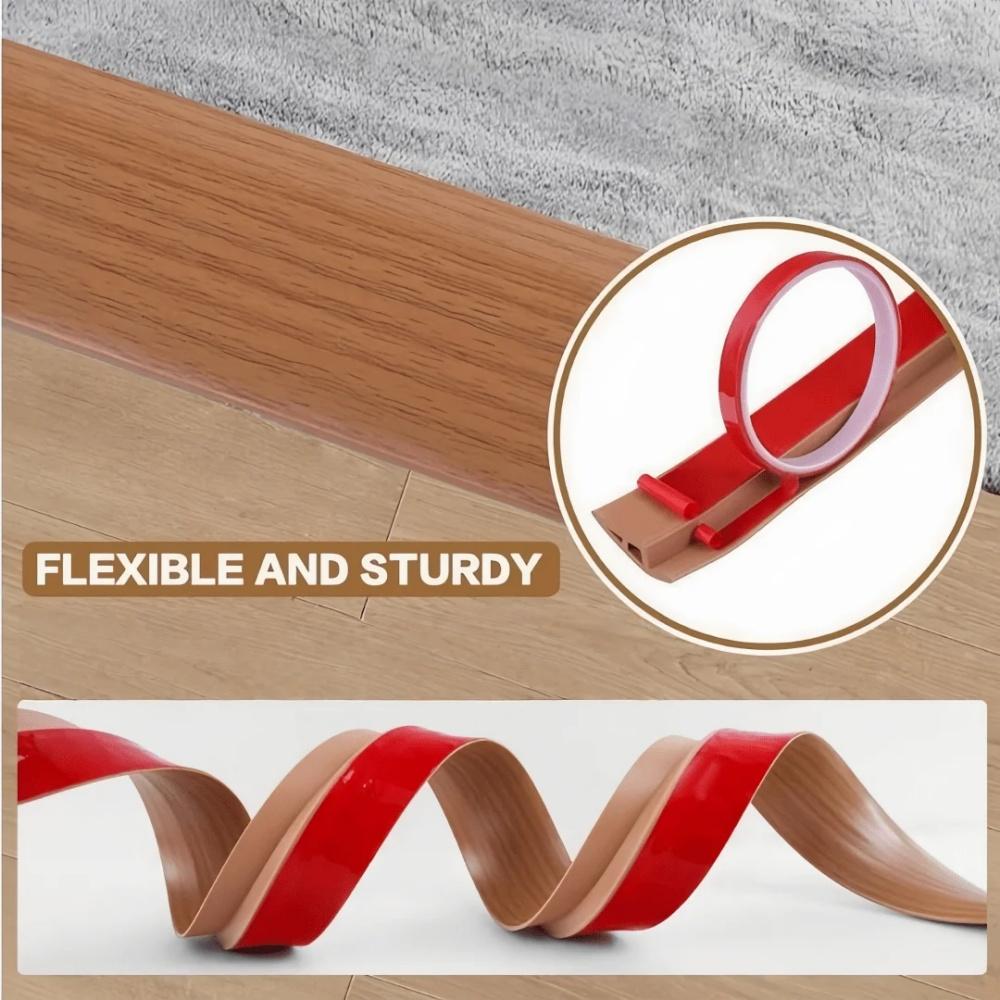 1pc 2m 7cmX2cm Self-Adhesive Floor Transition Strip, Flexible Wood Grain Design Edging for Carpet, Laminate&Floors, Threshold
