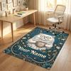 Cat Laptop Theme Soft Crystal Velvet Rug Custom Name & Text Print Non Slip Floor Rug for Bedroom Living Room