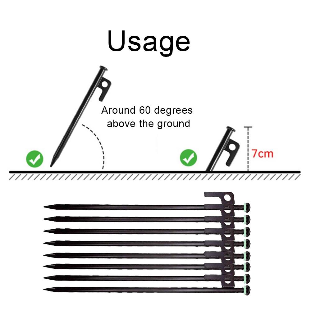 4/8Pcs Tent Stakes Forged Steel Tent Pegs Heavy Duty Ground Stakes 30cm Camping Tent Spikes with Storage Bag for Outdoor Camping