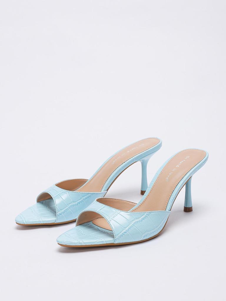 Letnie Minimalistyczne Szpilki z Czubkiem i Jednym Paskiem na Wysokim Obcasie