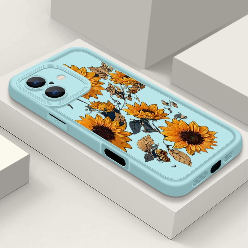 Sunflowers Pattern Case For iPhone 16 Pro Max 16e 15 14 13 12 11 XR XS 8 7 Flowers Patterned Shockproof Soft Silicone Colourful Phone Cover