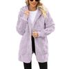 Women's Fashionable Solid Color Long Sleeved Plush Jacket, Casual Hooded Warm Cardigan Jacket With Pockets