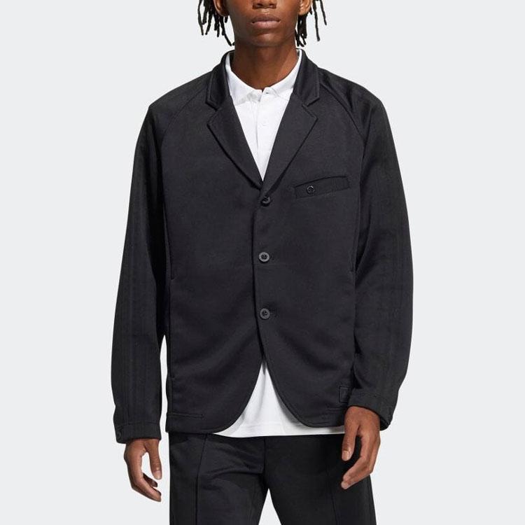 Adidas Solid Color Suit Jacket With Single-Breasted Closure Men Outerwear Black H64626