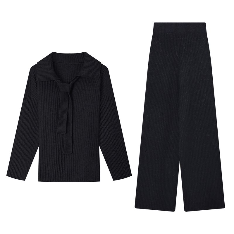 

Ленивый стиль Шаль Костюм Бежевый С длинным рукавом Свитер Свитер Женский Осень Прямые Повседневные Брюки Брюки Костюм-тройка Charcoal gray three-piece set One size