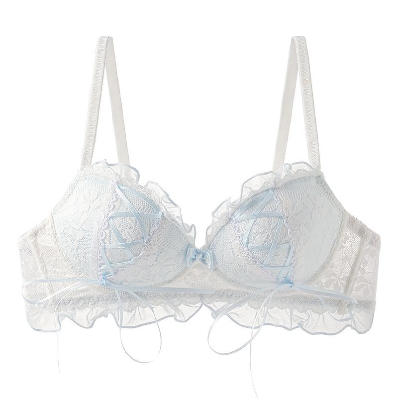 Japanese Lolita Princess Wind Strap Design Girl Desire Lace Underwear Small Breasts Gather Bra Women's Bra Set