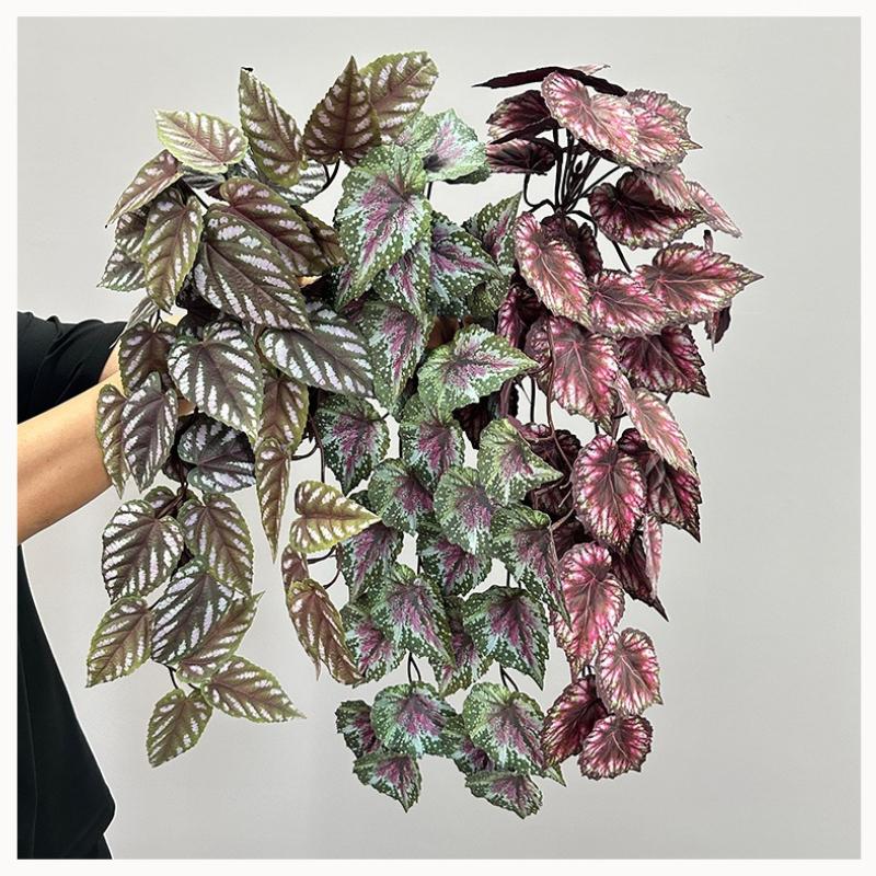 3pcs Cafe Decor Silk 38 Leaves Camellia Wall Hanging Artificial Plants Garden Decoration Simulation Perilla Leaf Green Plant