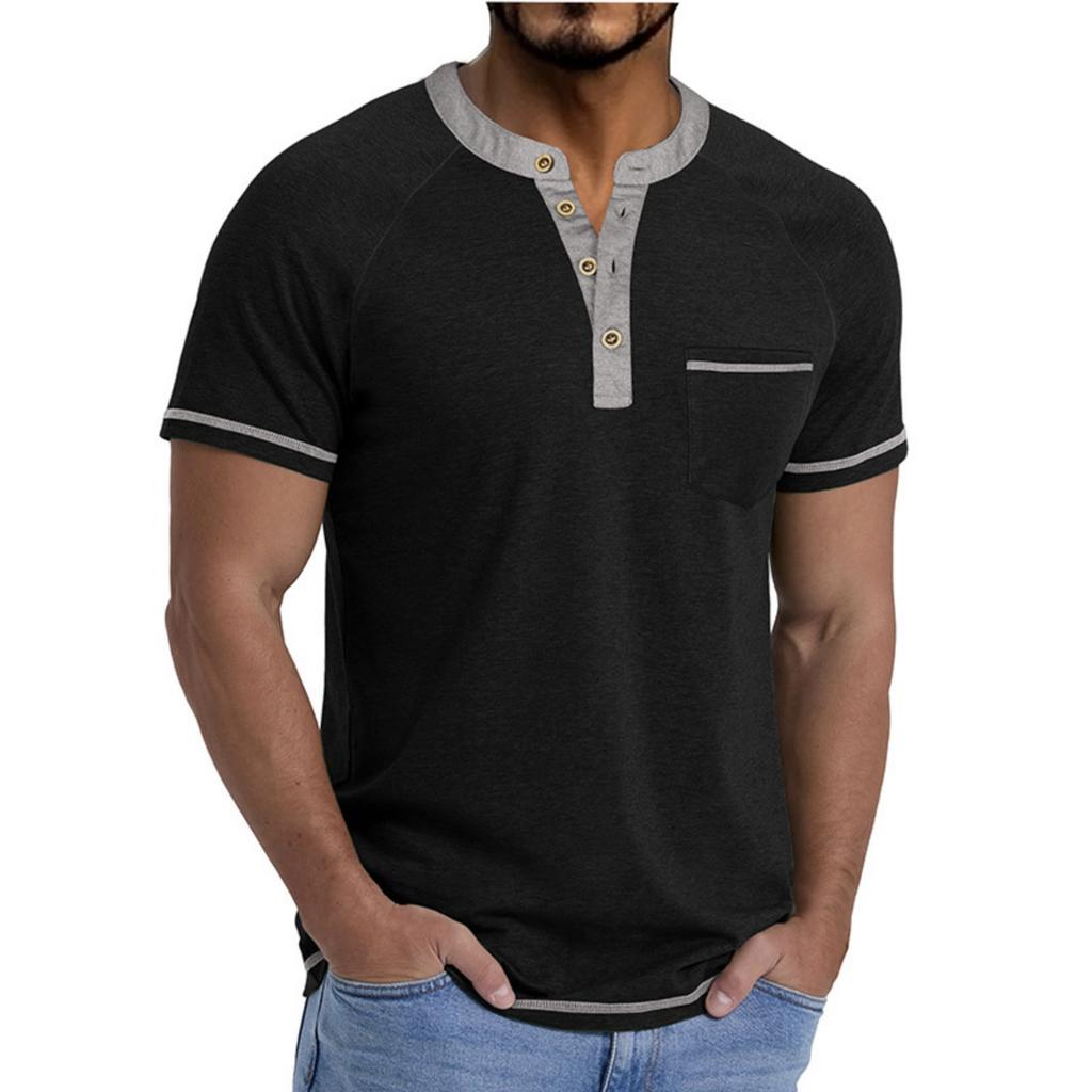 T-shirt da uomo a maniche corte con colletto Top casual con revers