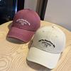 New American Retro Letter Embroidery Deep-fit Soft-top Baseball Cap, Sun Protection, Face-slimming, Versatile Duckbill Cap