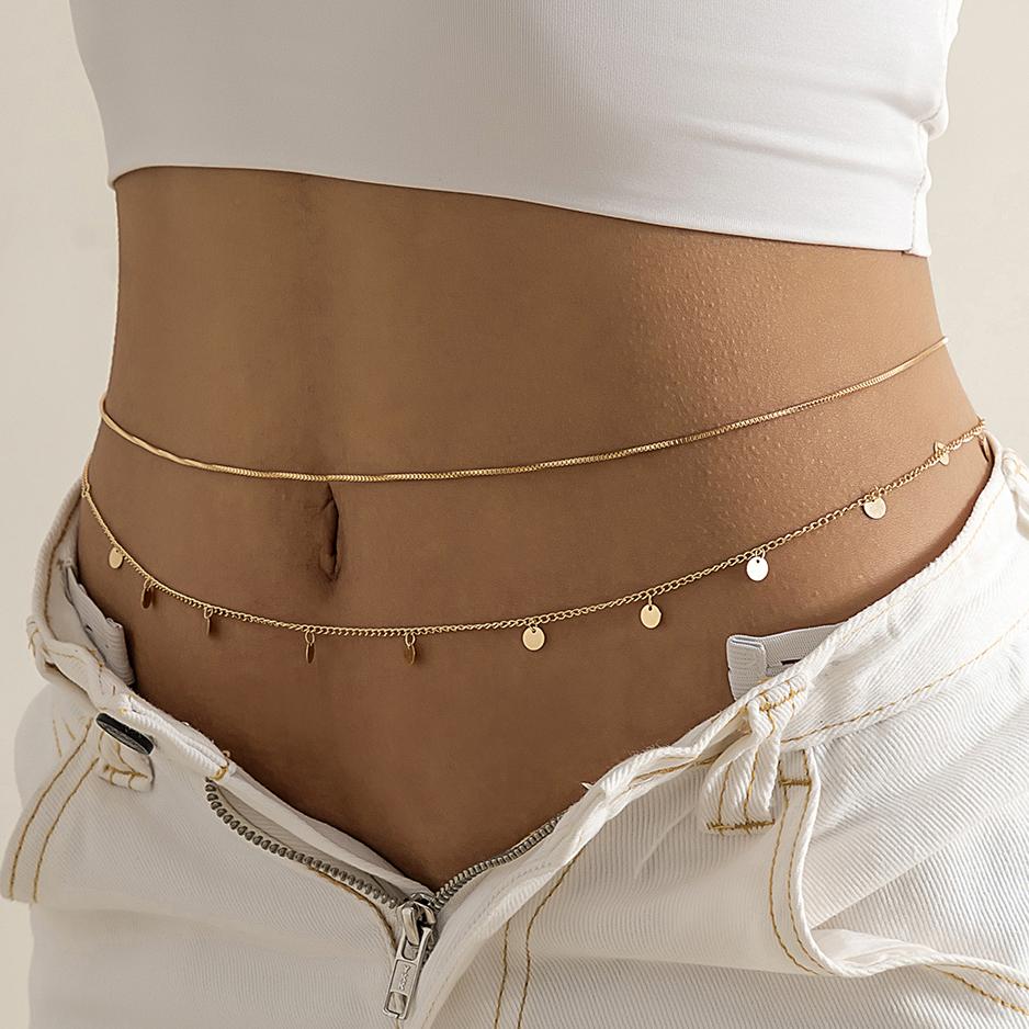 Ingemark Sexy Flat Snake Chain Waist Belly Belt for Women Summer Beach Bikinis Simple Body Chain Festival Zircon Accessories