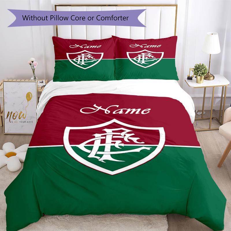 3pcs Custom Name Fluminense FC Bedding Set Duvet Cover Closure Includes 1 Duvet Cover & 2 Pillowcases, Soft and Comfortable for All Seasons.