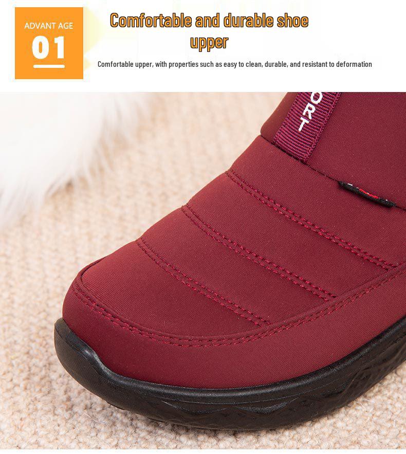 Women's Plus Velvet Warm Winter Short Boots - Non-slip, Thickened Cotton Mother’s Shoes